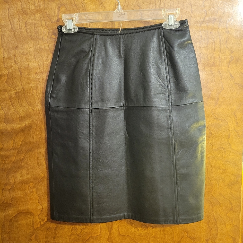 Vintage Leather skirt, Carole Little 2P